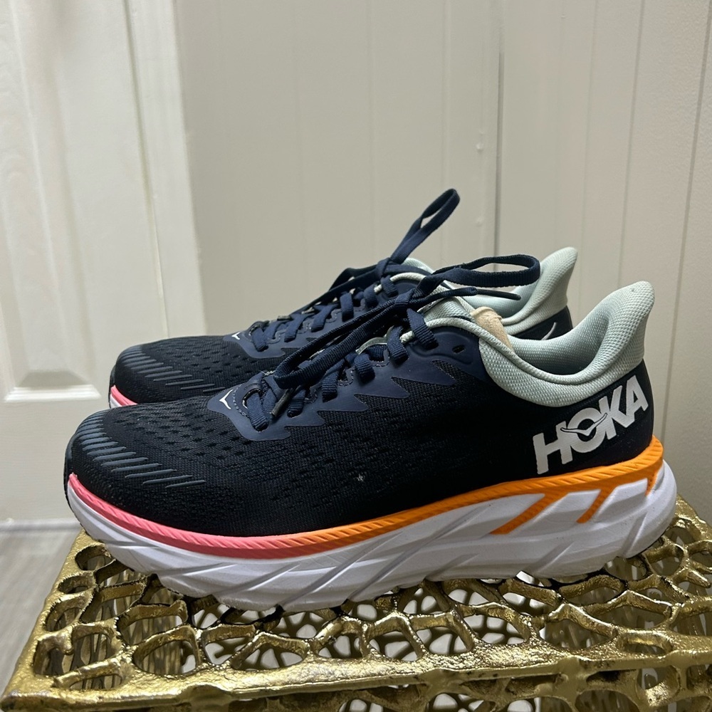 HOKA Blue and Pink Running Shoes Size 7.5